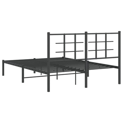 Black Metal Bed Frame with Headboard - 135x190cm, No Mattress