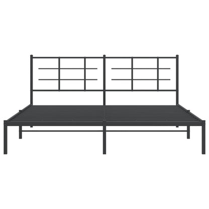 Metal Bed Frame without Mattress with Headboard Black 183x213cm