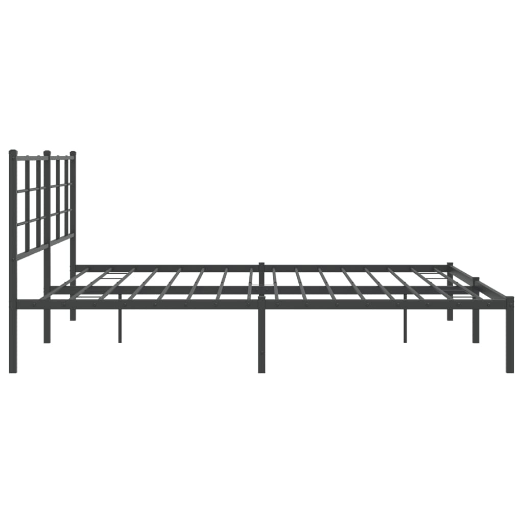 Black Metal Bed Frame with Headboard, 193x203cm, No Mattress
