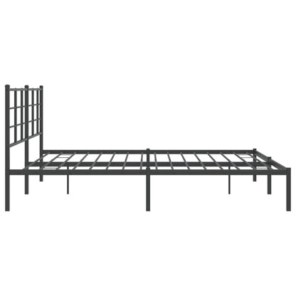 Black Metal Bed Frame with Headboard, 193x203cm, No Mattress