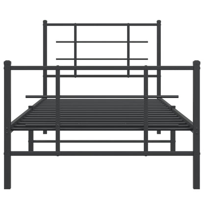 Metal Bed Frame without Mattress with Footboard Black 90x200cm