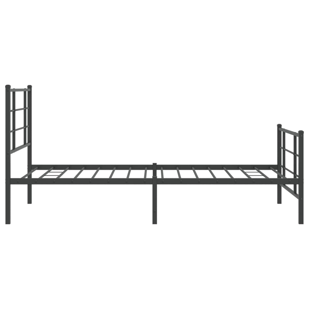 Sleek Black Metal Bed Frame with Footboard 100x190cm - No Mattress