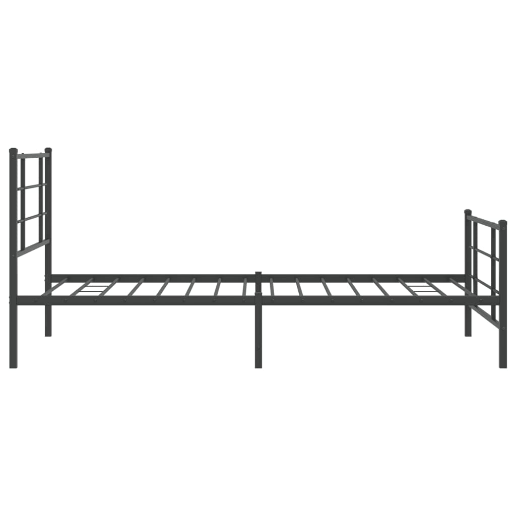 Black Metal Bed Frame with Footboard - 107x203cm, No Mattress