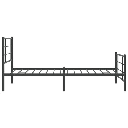 Black Metal Bed Frame with Footboard - 107x203cm, No Mattress