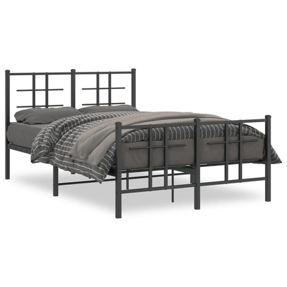 Sturdy Black Metal Bed Frame with Footboard - 120x190cm