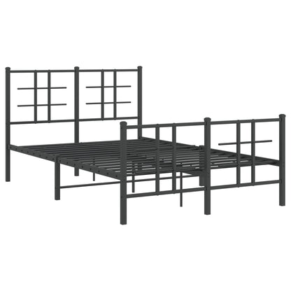 Sturdy Black Metal Bed Frame with Footboard - 120x190cm