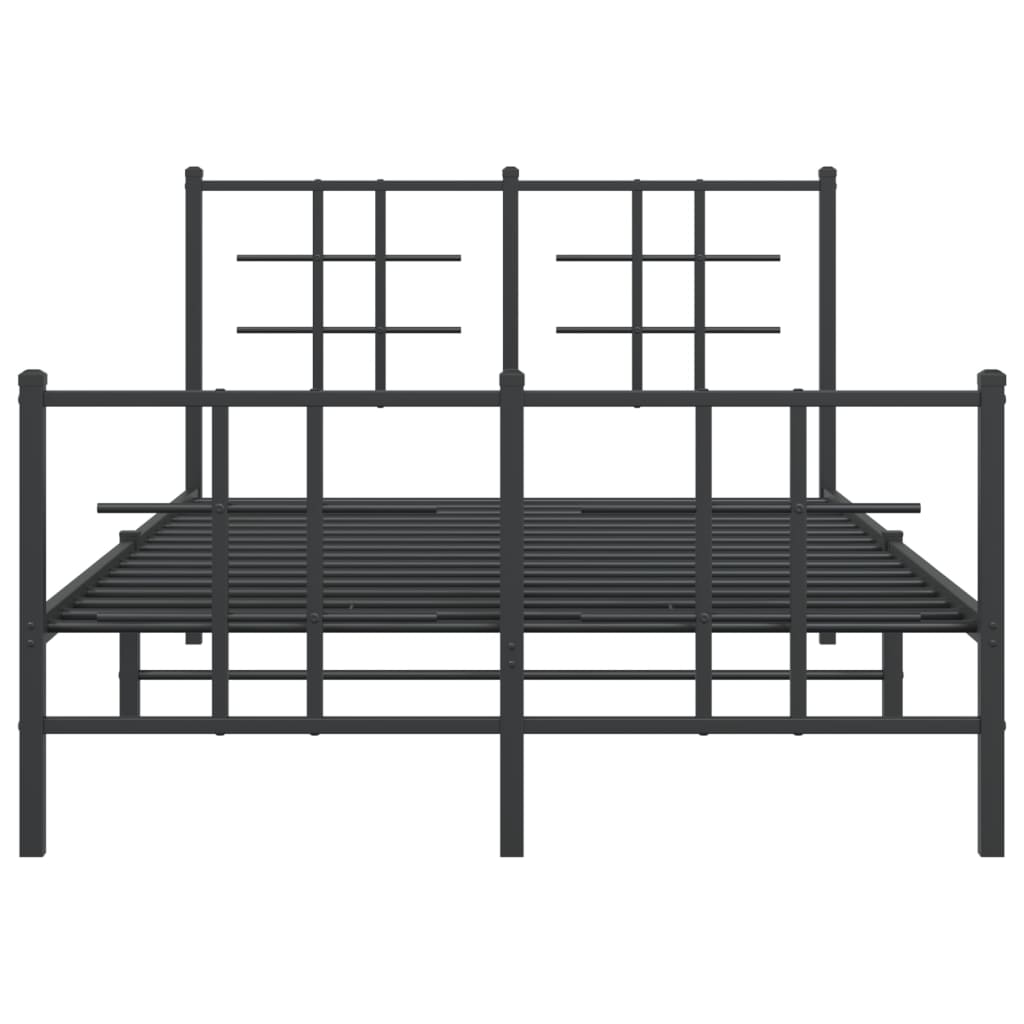 Sturdy Black Metal Bed Frame with Footboard - 120x190cm