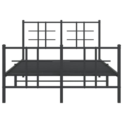 Sturdy Black Metal Bed Frame with Footboard - 120x190cm