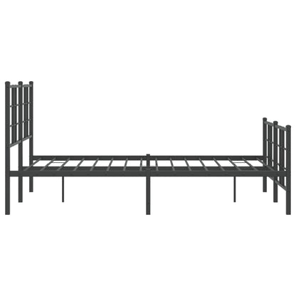 Sturdy Black Metal Bed Frame with Footboard - 120x190cm