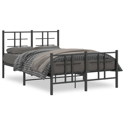 Sleek Black Metal Bed Frame with Footboard 120x200cm - No Mattress