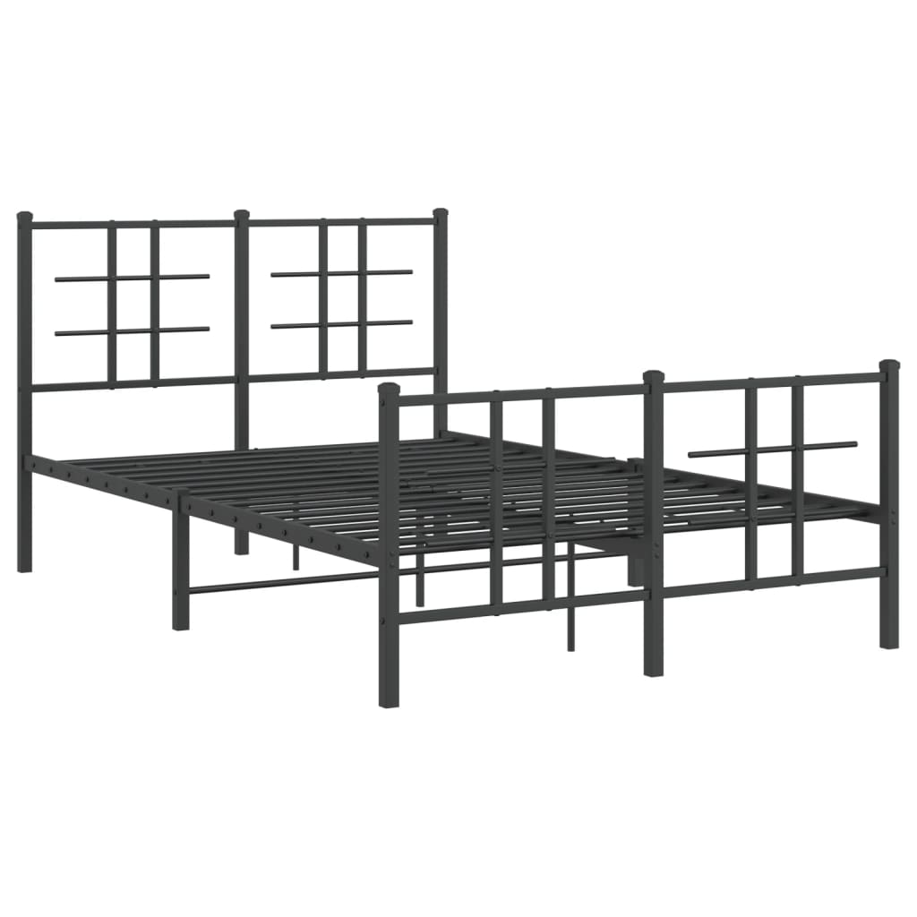 Sleek Black Metal Bed Frame with Footboard 120x200cm - No Mattress