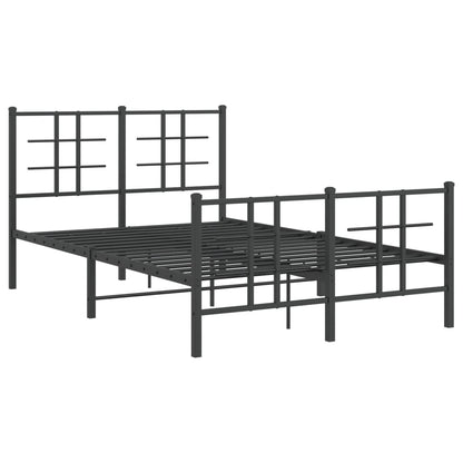Sleek Black Metal Bed Frame with Footboard 120x200cm - No Mattress