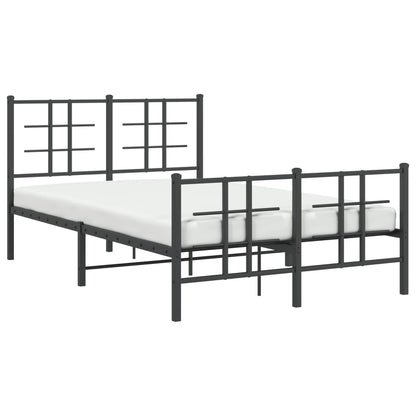 Sleek Black Metal Bed Frame with Footboard 120x200cm - No Mattress