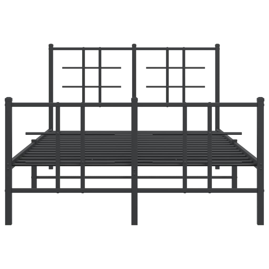 Sleek Black Metal Bed Frame with Footboard 120x200cm - No Mattress