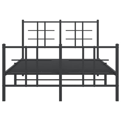 Sleek Black Metal Bed Frame with Footboard 120x200cm - No Mattress
