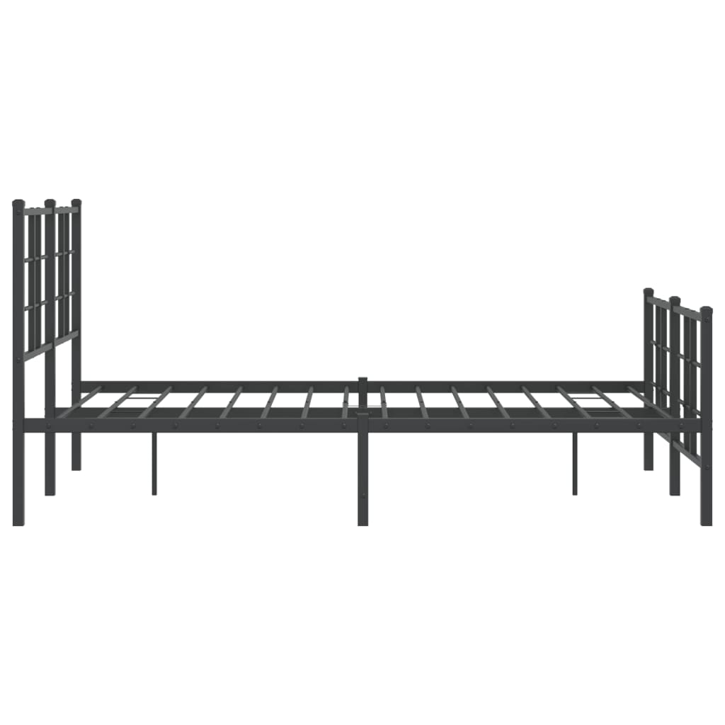 Sleek Black Metal Bed Frame with Footboard 120x200cm - No Mattress