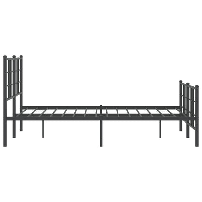 Sleek Black Metal Bed Frame with Footboard 120x200cm - No Mattress