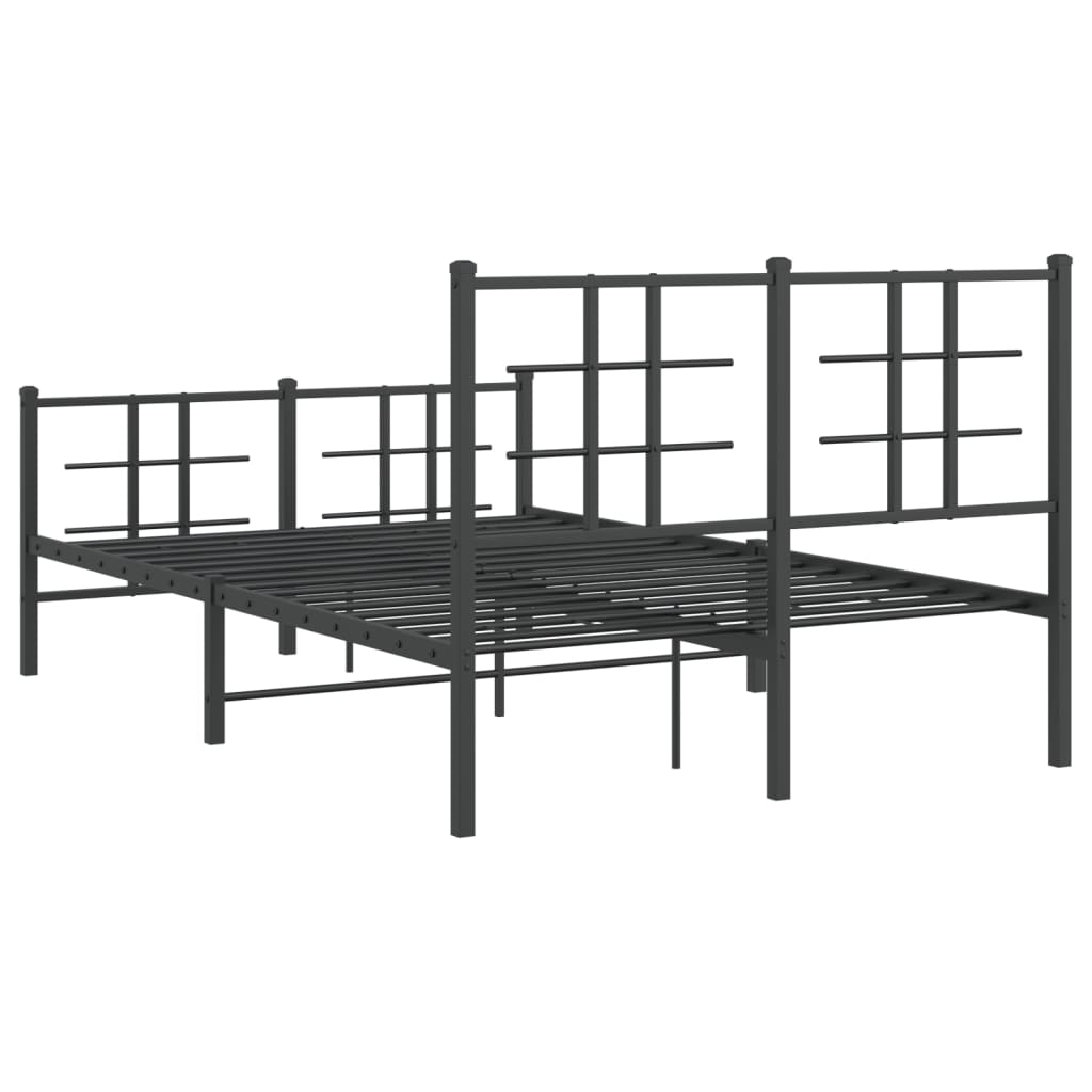 Sleek Black Metal Bed Frame with Footboard 120x200cm - No Mattress