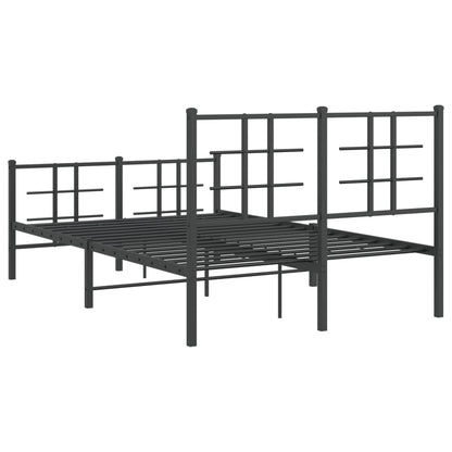 Sleek Black Metal Bed Frame with Footboard 120x200cm - No Mattress