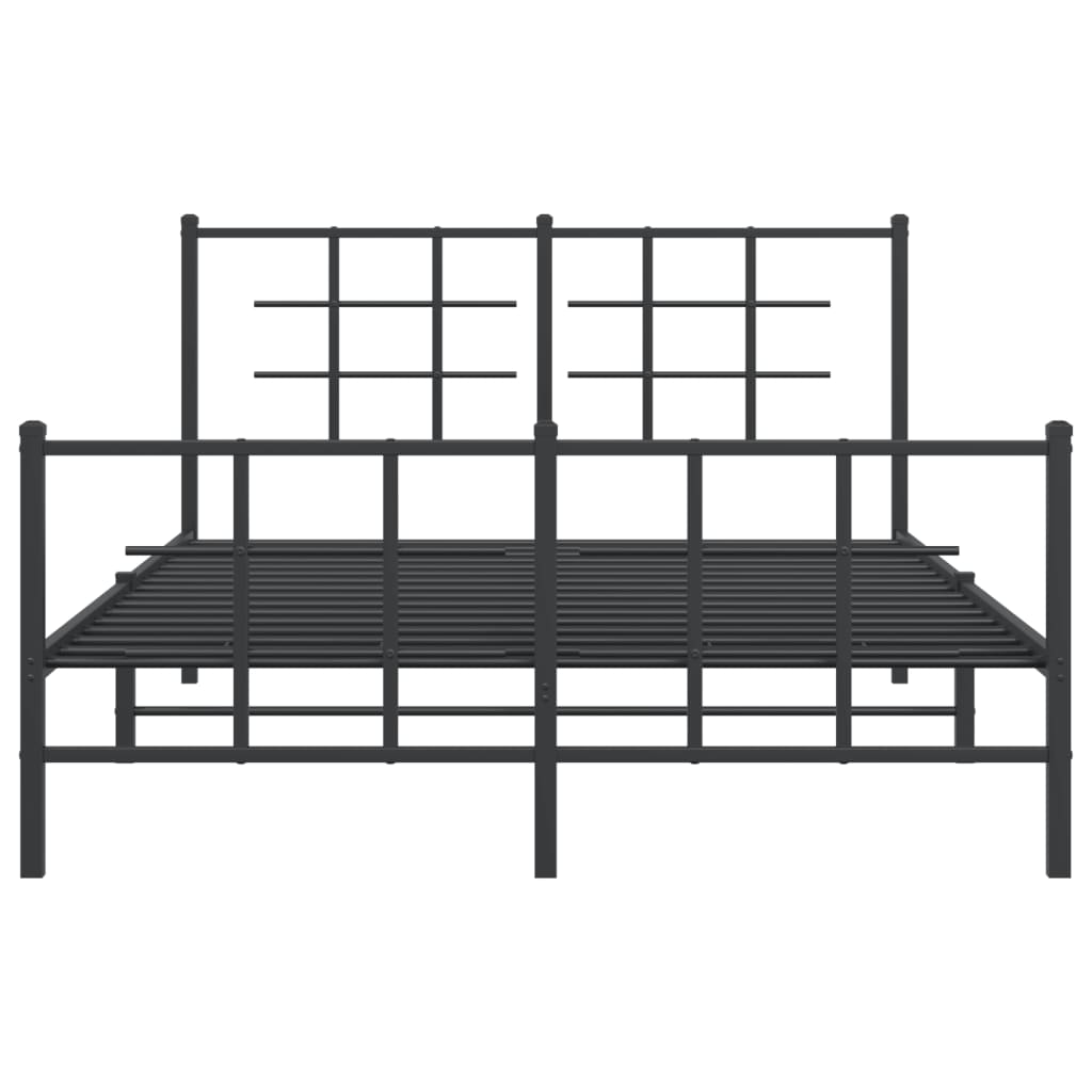 Black Metal Bed Frame with Footboard, 135x190cm - No Mattress