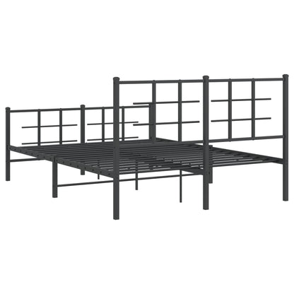 Black Metal Bed Frame with Footboard, 135x190cm - No Mattress