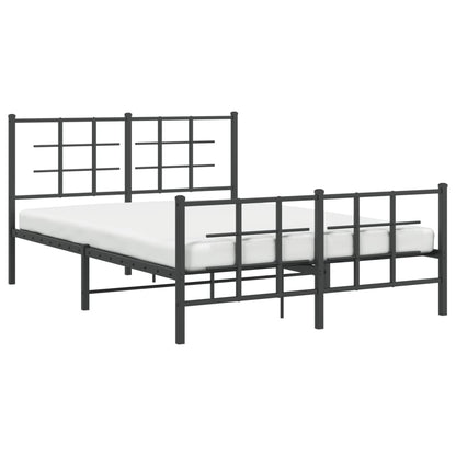 Stylish Black Metal Bed Frame with Footboard - 140x190cm