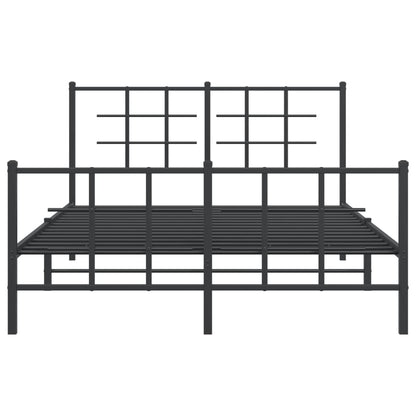 Stylish Black Metal Bed Frame with Footboard - 140x190cm