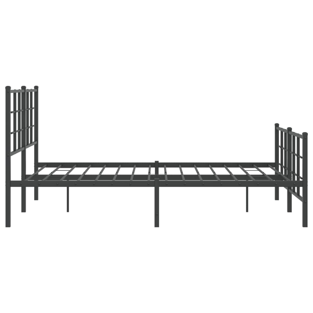 Stylish Black Metal Bed Frame with Footboard - 140x190cm