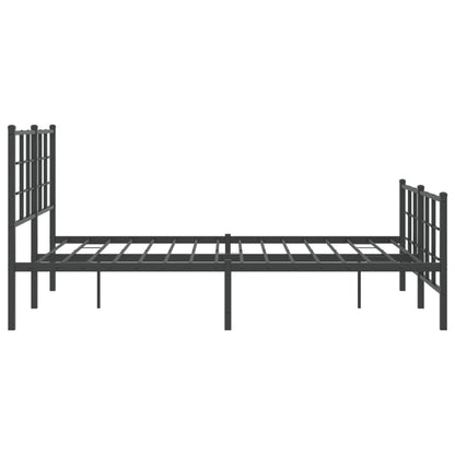 Stylish Black Metal Bed Frame with Footboard - 140x190cm