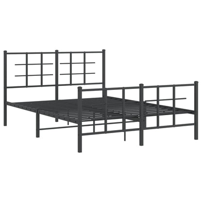 Metal Bed Frame without Mattress with Footboard Black 140x200cm