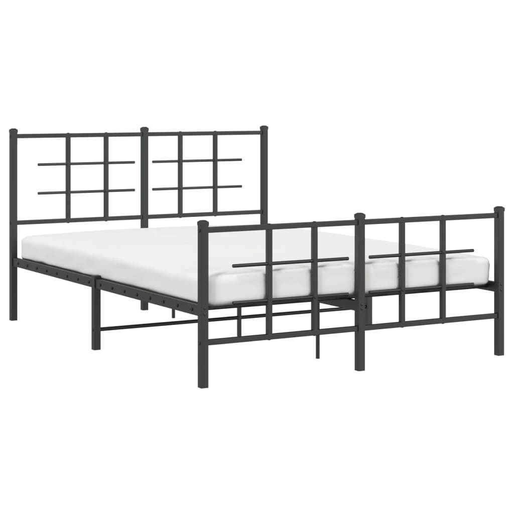 Metal Bed Frame without Mattress with Footboard Black 140x200cm
