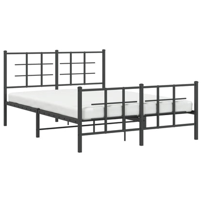 Metal Bed Frame without Mattress with Footboard Black 140x200cm