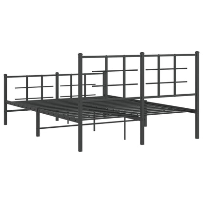 Metal Bed Frame without Mattress with Footboard Black 140x200cm