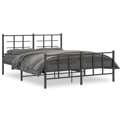 Sleek Black Metal Bed Frame with Footboard 150x200cm - No Mattress