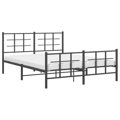 Sleek Black Metal Bed Frame with Footboard 150x200cm - No Mattress