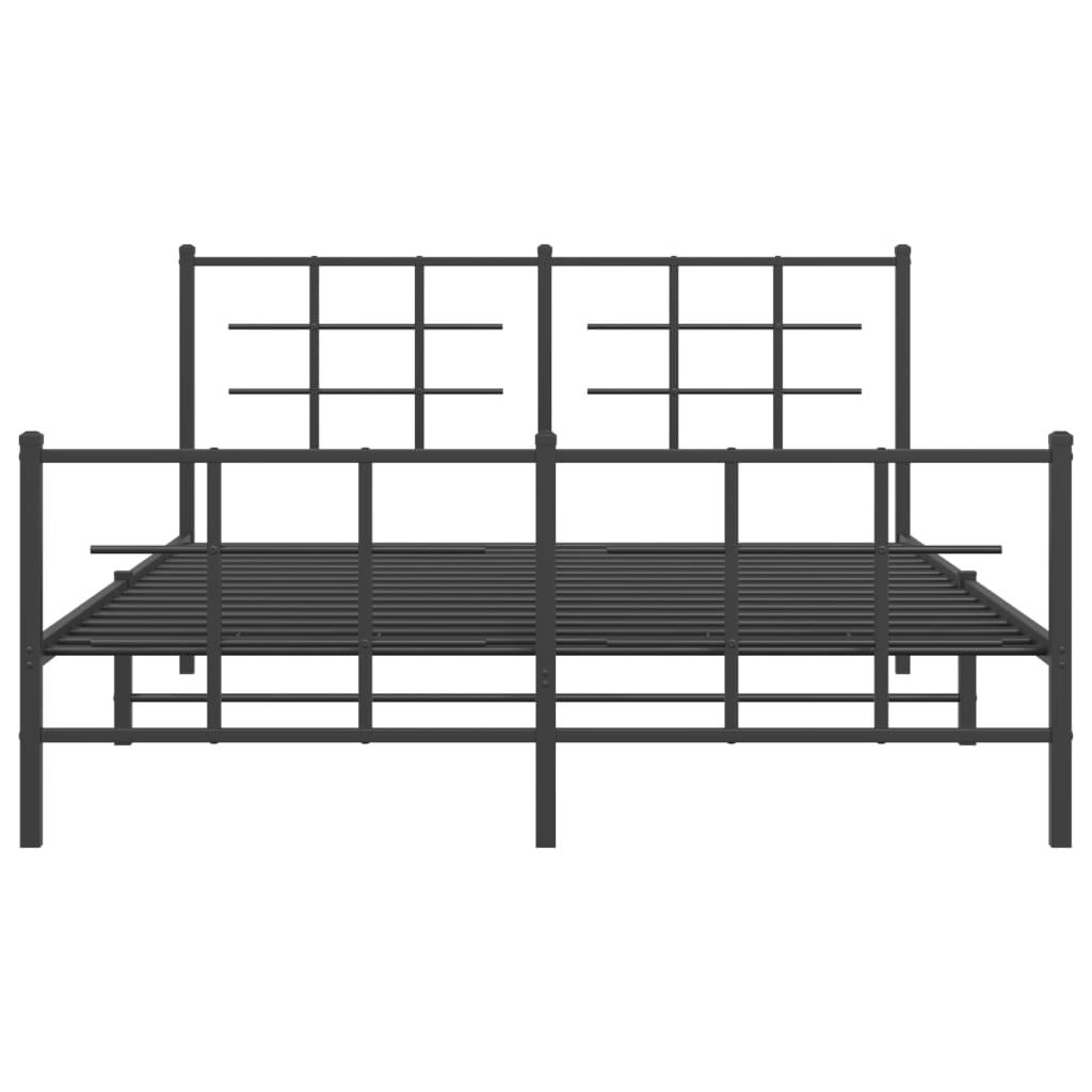 Sleek Black Metal Bed Frame with Footboard 150x200cm - No Mattress