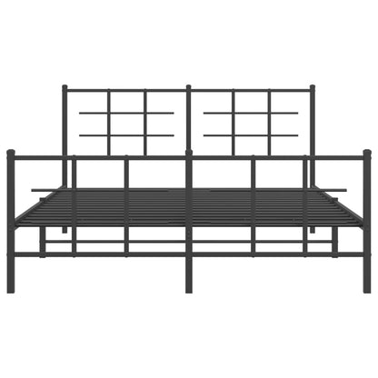 Sleek Black Metal Bed Frame with Footboard 150x200cm - No Mattress