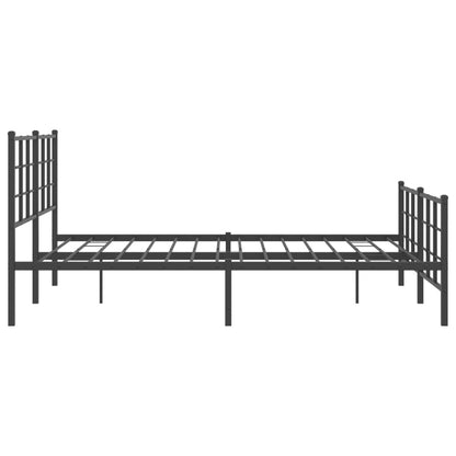 Sleek Black Metal Bed Frame with Footboard 150x200cm - No Mattress