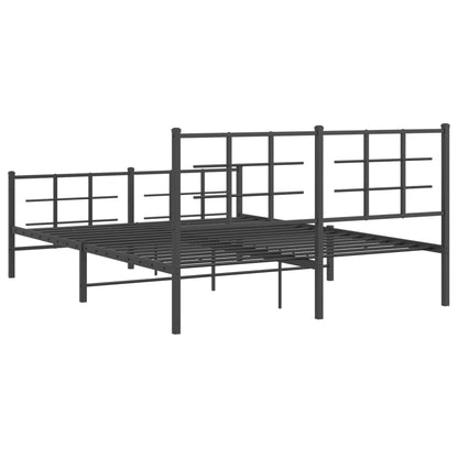 Sleek Black Metal Bed Frame with Footboard 150x200cm - No Mattress