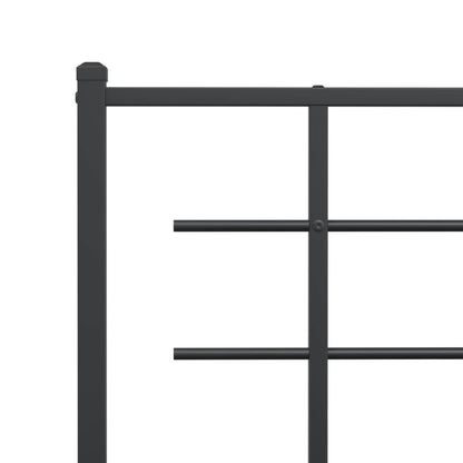 Sleek Black Metal Bed Frame with Footboard 150x200cm - No Mattress