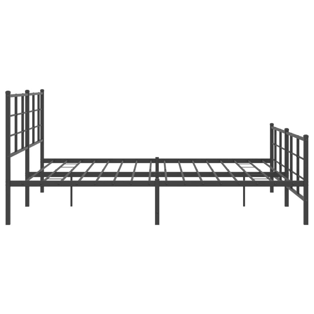Black Metal Bed Frame with Footboard - 183x213cm Sturdy Design