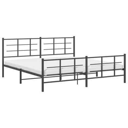 Black Metal Bed Frame with Footboard - 200x200cm (Mattress Not Included)