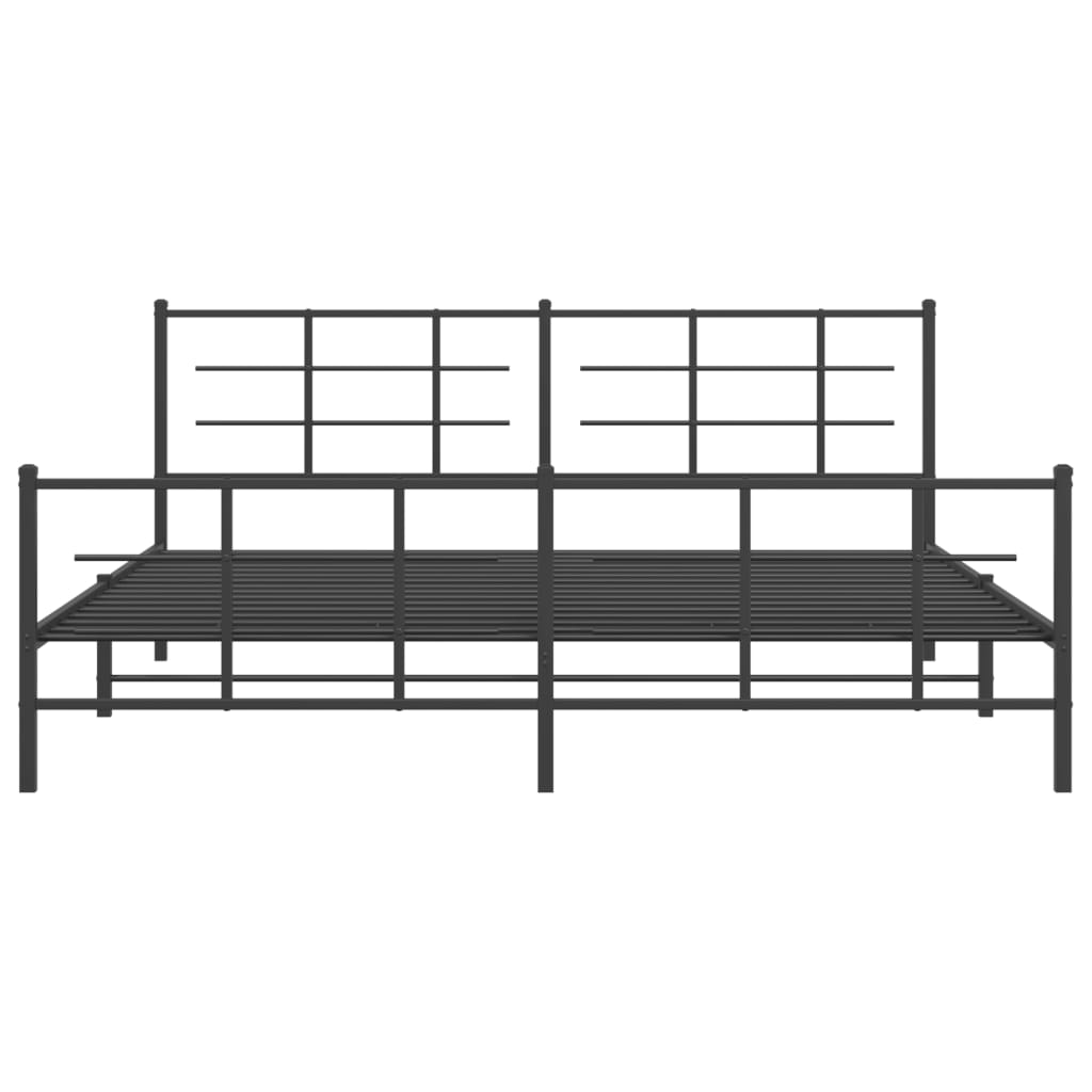 Black Metal Bed Frame with Footboard - 200x200cm (Mattress Not Included)