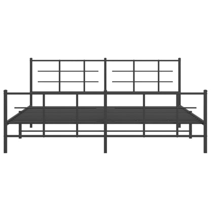Black Metal Bed Frame with Footboard - 200x200cm (Mattress Not Included)