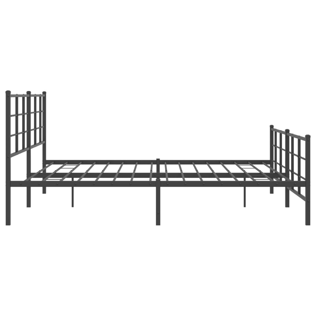 Black Metal Bed Frame with Footboard - 200x200cm (Mattress Not Included)