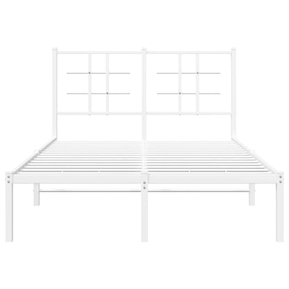 White Metal Bed Frame with Headboard, 120x190cm, No Mattress Included