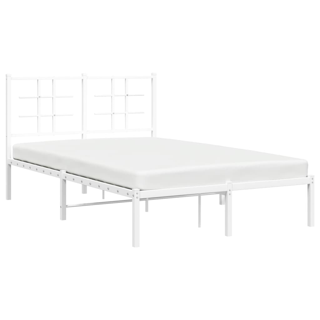 White Metal Bed Frame with Headboard, 120x200cm - No Mattress