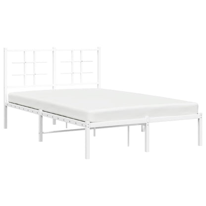 White Metal Bed Frame with Headboard, 120x200cm - No Mattress