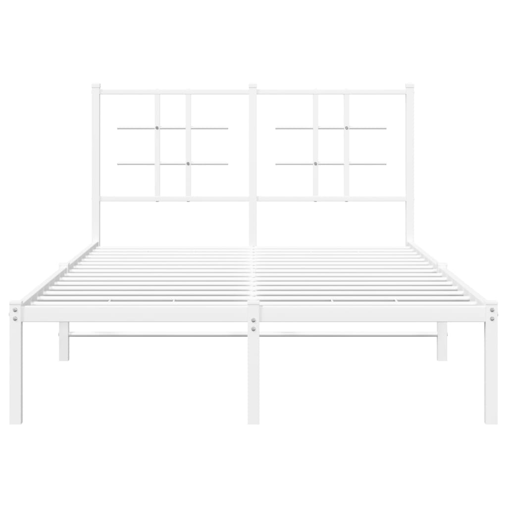 White Metal Bed Frame with Headboard, 120x200cm - No Mattress