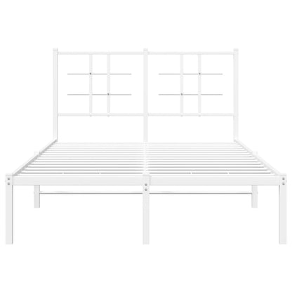 White Metal Bed Frame with Headboard, 120x200cm - No Mattress